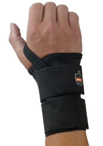 Ergodyne Large Black ProFlexﾮ 4010 Elastic Double Strap Left Hand Wrist Support With Two-Stage Hook And Loop Closure And Open-Center Stayﾙ