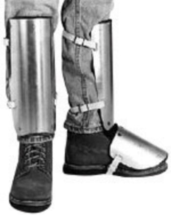 Ellwood Safety Appliance Large 20" Aluminum Alloy Shin Instep Guard With Web Straps Tongue Buckle