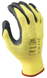 SHOWA™ Size 8 Zorb-IT® Ultimate Cut Resistant Gray Nitrile Dipped Palm Coated Work Gloves With Yellow Seamless Kevlar® Knit Liner And Elastic Cuff