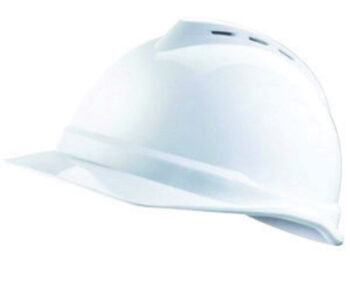 MSA White V-Gardﾮ 500 Polyethylene Slotted Cap Style Hard Hat With Fas Tracﾮ 4 Point Ratchet Suspension