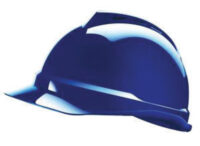 MSA Blue V-Gardﾮ 500 Polyethylene Slotted Cap Style Hard Hat With Fas Tracﾮ 4 Point Ratchet Suspension