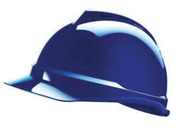 MSA Blue V-Gardﾮ 500 Polyethylene Slotted Cap Style Hard Hat With Fas Tracﾮ 4 Point Ratchet Suspension