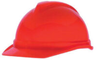 MSA Orange V-Gardﾮ 500 Polyethylene Slotted Cap Style Hard Hat With Fas Tracﾮ 4 Point Ratchet Suspension