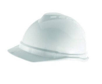 MSA White V-Gardﾮ 500 Polyethylene Cap Style Hard Hat With Fas Tracﾮ 6 Point Ratchet Suspension
