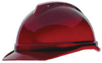 MSA Red V-Gardﾮ 500 Polyethylene Cap Style Hard Hat With Fas Tracﾮ 6 Point Ratchet Suspension