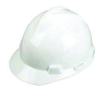 MSA White V-Gardﾮ Polyethylene Standard Slotted Cap Style Hard Hat With Staz Onﾮ 4 Point Pinlock Suspension