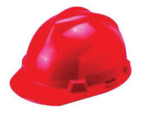 MSA Red V-Gardﾮ Polyethylene Slotted Cap Style Hard Hat With Staz Onﾮ 4 Point Pinlock Suspension