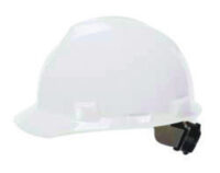 MSA White V-Gardﾮ Polyethylene Standard Slotted Cap Style Hard Hat With Fas Tracﾮ 4 Point Ratchet Suspension