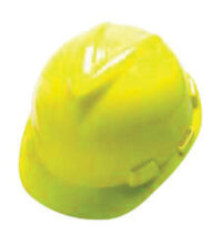 MSA Yellow V-Gardﾮ Polyethylene Standard Slotted Cap Style Hard Hat With Fas Tracﾮ 4 Point Ratchet Suspension