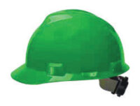 MSA Green V-Gardﾮ Polyethylene Slotted Cap Style Hard Hat With Fas Tracﾮ 4 Point Ratchet Suspension