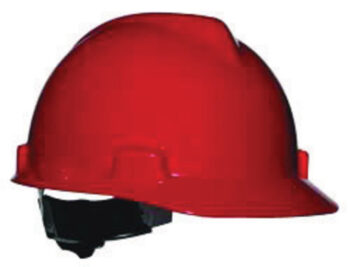 MSA Red V-Gardﾮ Polyethylene Slotted Cap Style Hard Hat With Fas Tracﾮ 4 Point Ratchet Suspension