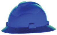 MSA Blue V-Gardﾮ Polyethylene Slotted Full Brim Hard Hat With Fas Tracﾮ Ratchet Suspension