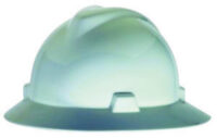 MSA White V-Gardﾮ Polyethylene Slotted Full Brim Hard Hat With Fas Tracﾮ Ratchet Suspension