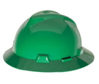MSA Green V-Gardﾮ Polyethylene Slotted Full Brim Hard Hat With Fas Tracﾮ Suspension