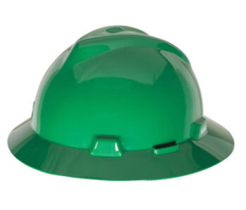 MSA Green V-Gardﾮ Polyethylene Slotted Full Brim Hard Hat With Fas Tracﾮ Suspension