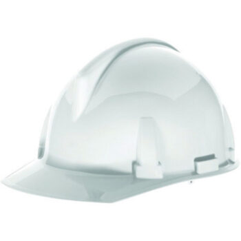 MSA White TopGardﾮ Polycarbonate Cap Style Hard Hat With Fas Tracﾮ Ratchet Suspension