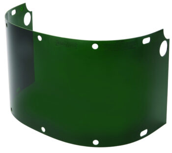 Fibre-Metalﾮ by Honeywell High Performanceﾮ Model 6750 8" X 16 1/2" X .06" Green Shade 5 Injection Molded Propionate Extended View Faceshield For Use With FM400 And FM500 Dual Crown High Performanceﾮ Faceshield System
