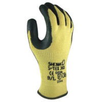 SHOWA™ Size 10 S-TEX® 303 10 Gauge Cut Resistant Black Natural Rubber Palm Coated Work Gloves With Yellow Kevlar® And Hagane Coil® Liner And Knit Wrist