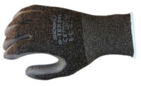 SHOWA™ Size 7 S-TEX® Light Weight Cut Resistant Black Polyurethane Palm And Fingertip Coated Work Gloves With Gray Hagane Coil® Liner And Knit Cuff