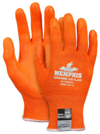 Memphis Glove Medium Hi-Viz Orange Light Weight Kevlar® Seamless Knit Cut Resistant Gloves With Knit Wrist And Orange Nitrile Foam Palm