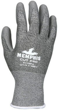 Memphis Glove Large Gray Memphis Cut Pro™ 18 Gauge HPPE Cut Resistant Gloves With Knit Wrist And Polyurethane Coating