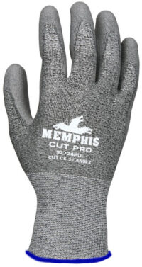 Memphis Glove Medium Gray Memphis Cut Pro™ 18 Gauge HPPE Cut Resistant Gloves With Knit Wrist And Polyurethane Coating
