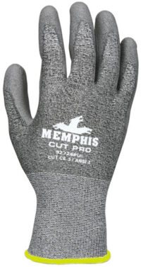 Memphis Glove Small Gray Memphis Cut Pro™ 18 Gauge HPPE Cut Resistant Gloves With Knit Wrist And Polyurethane Coating