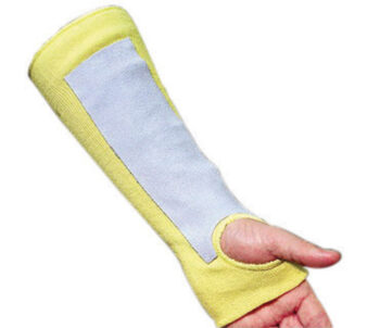 Memphis Gloves Yellow 14" Kevlar® Cut-Resistant Sleeve With Thumb Slot And Leather Pad With Abrasion Resistance