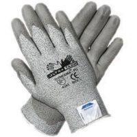 Memphis Large UltraTech® 13 Gauge Cut Resistant Gray Dyneema® Polyurethane Dipped Palm And Finger Coated Work Gloves With Knit Wrist