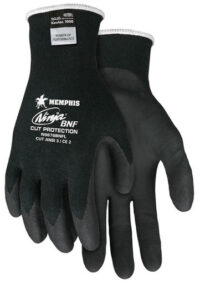 Memphis Glove X-Large Black Ninja™ 18 Guage DuPont™ Kevlar® And Stainless Steel Cut Resistant Gloves With Knit Wrist And Black Nitrile Foam Coating On Palm And Fingers