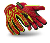 HexArmor® X-Large Hi-Viz Yellow, Red And Black Rig Lizard Arctic® PVC, Polyester, Cotton And Nylon Cut Resistant Gloves With SlipFit® Cuff, H2X™ And C40 Thinsulate™ Liner And Red TP-X® Coating On Palm And Fingers