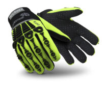 HexArmor® Size 11 Hi-Viz Green And Black Chrome Series® Clute Cut SuperFabric® And Synthetic Leather Reusable Cut Resistant Gloves With Elastic Cuff, SuperFabric® Lined, PVC Dotted Synthetic Leather Palm And Back Of Hand