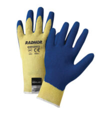 Radnor® X-Large Yellow And Blue 10 Gauge Kevlar® String Knit Cut Resistant Gloves With Seamless Knit Wrist And Latex Crinkle Finish Palm And Full Thumb Coating