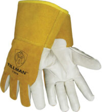 Tillman™ X-Large Yellow And White Cowhide Cut Resistant Gloves With 4" Gauntlet Cuff, Kevlar Sock Liner And White Cowhide Coating On Palm And Fingers
