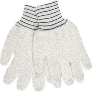 Memphis Glove Small 5 3/4" Natural 18 Ounce Regular Weight Cotton Polyester Blend Terry Cloth Heat Resistant Gloves With Straight Thumb And  2 1/2" Knit Wrist