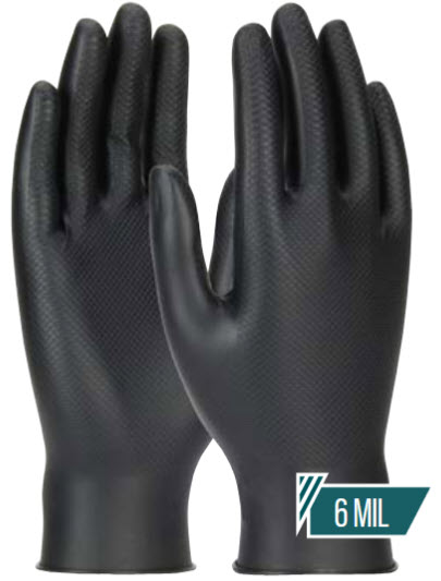 GRIPPAZ BLACK INDUSTRIAL GLOVES DISPOSABLE 6 MIL NITRILE FISH SCALE  quantity 50/BOX Size Large